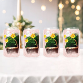 Yellow Flowers in Basket – Vintage Floral Sticker  Dosenglas