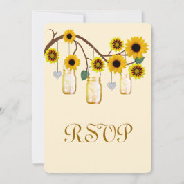 Yellow Flowers Mason Jars Response Card Einladung