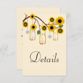 Yellow Flowers Mason Jars Wedding Details Begleitkarte