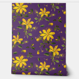 Yellow Flowers on Purple Tapete