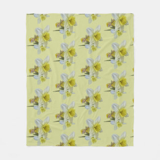Yellow flowers teddy bears floral narcissus baby fleecedecke