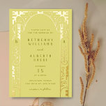 Yellow Foil Art Nouveau Arch Foil Einladung<br><div class="desc">Eine schöne und formelle Hochzeitseinladung mit Goldfolienelementen und Monogramm-Initialen. Ideal für eine klassische Hochzeit mit einer modernen Deko-Drehung. Die Details der Goldfolie schaffen eine Blüte von Blume und Blattwerk mit einem Vintagen Stil.</div>