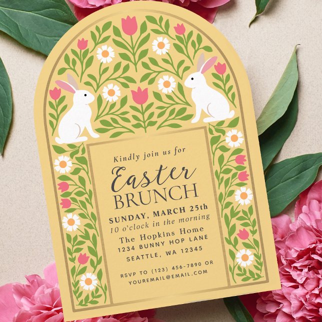 Yellow Folk Art Easter Brunch Arch Invitation Einladung (Von Creator hochgeladen)
