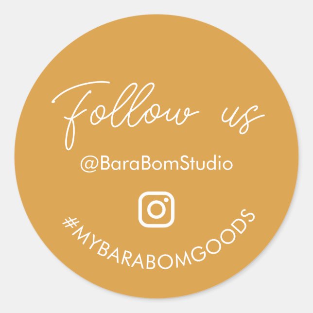 Yellow Follow us on Instagram Packungsaufkleber Runder Aufkleber (Vorderseite)