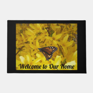 Yellow Forsythia Butterfly Welcome Zuhause Fußmatte