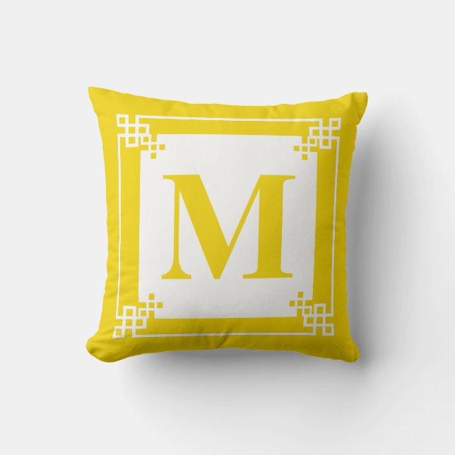 Yellow Frame Monogram Kissen (Vorderseite)
