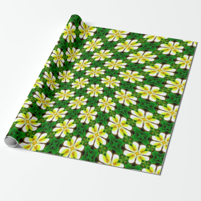 Yellow Frangipani Pattern Geschenkpapier (Ungerollt)
