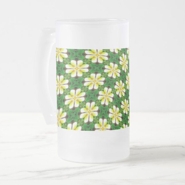 Yellow Frangipani Pattern Mattglas Bierglas (Vorderseite Links)
