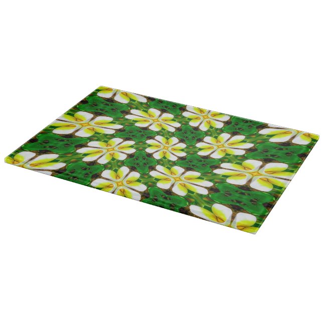 Yellow Frangipani Pattern Schneidebrett (Ecke)