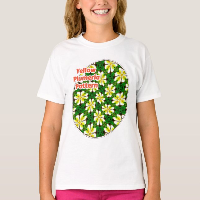 Yellow Frangipani Pattern T-Shirt (Vorderseite)