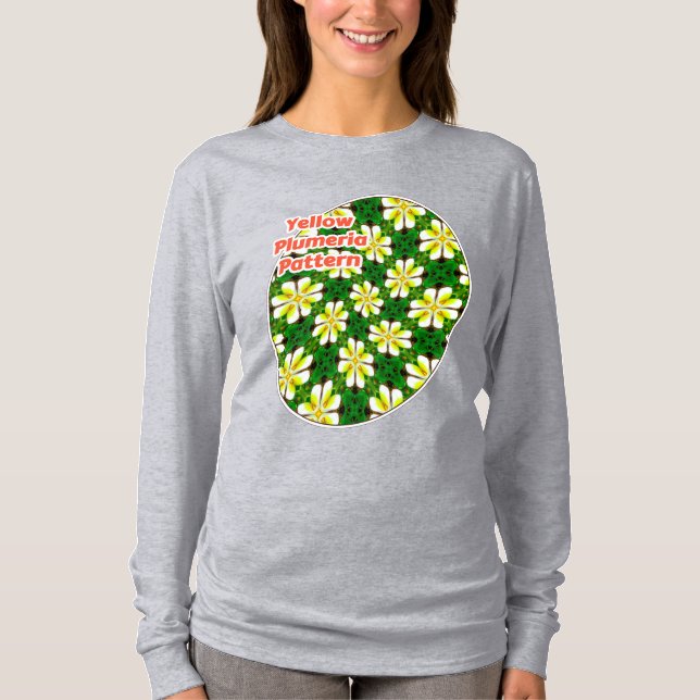 Yellow Frangipani Pattern T-Shirt (Vorderseite)