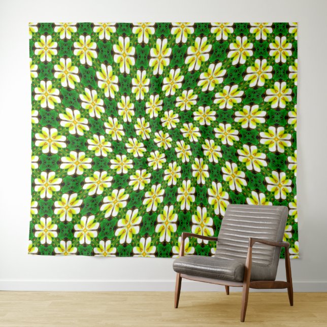 Yellow Frangipani Pattern Wandteppich (Beispiel (Horizontal))