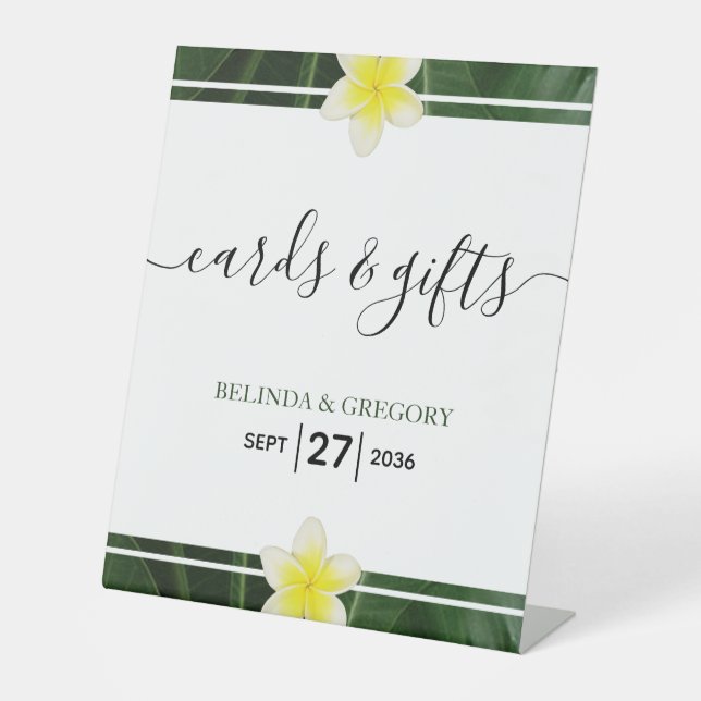 Yellow Frangipani Plumeria Wedding Cards & Gifts Sockelschild (Vorderseite)