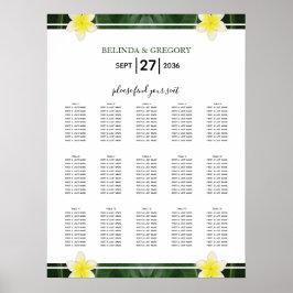 Yellow Frangipani Plumeria Wedding Chart Poster