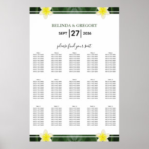 Yellow Frangipani Plumeria Wedding Chart Poster