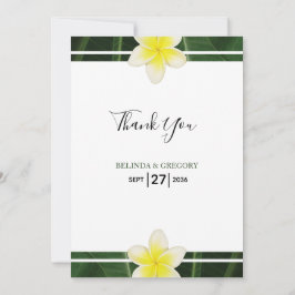 Yellow Frangipani Plumeria Wedding Danke-Card Dankeskarte