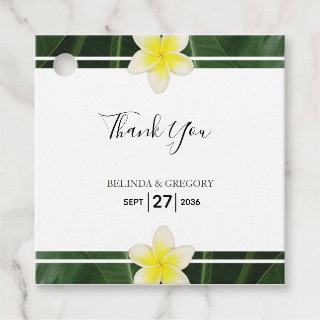 Yellow Frangipani Plumeria Wedding Gift Geschenkanhänger (Vorderseite)