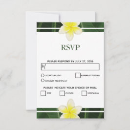 Yellow Frangipani Plumeria Wedding RSVP Cards Karte