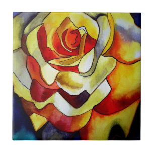 Yellow Freesia Blume Aquarellmalerei Fliese