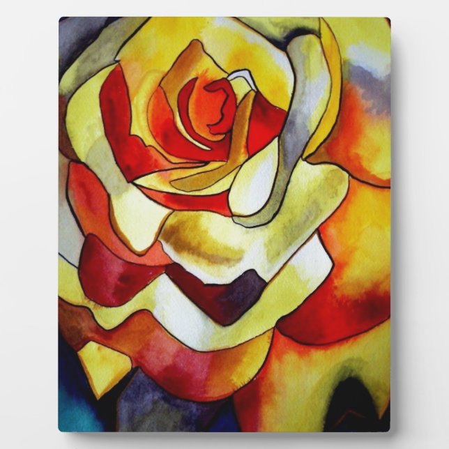 Yellow Freesia Blume Aquarellmalerei Fotoplatte (Vorderseite)