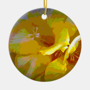 Yellow Freesia Digital Manipulation Ornament