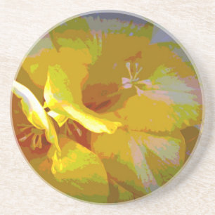 Yellow Freesia Digital Manipulation Sandstein Untersetzer