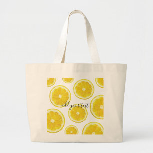Yellow fresh lemon slice custom text jumbo stoffbeutel
