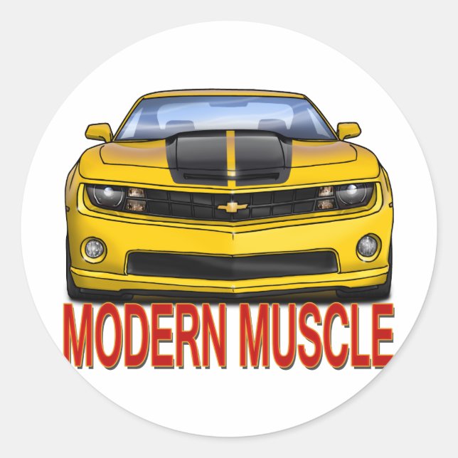 YELLOW_FRONT_CAMARO.png Runder Aufkleber (Vorderseite)
