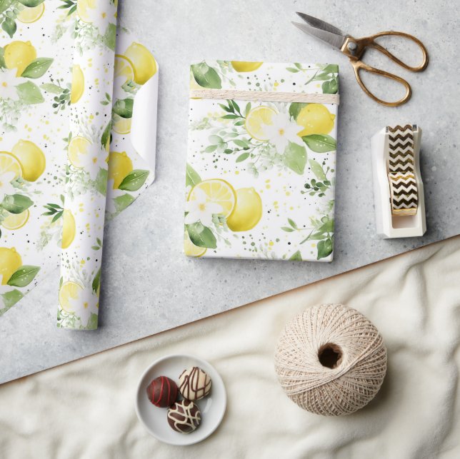 Yellow Fruit Lemons Geschenkpapier (Kunsthandwerk)