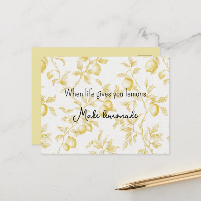 Yellow Fruit Lemons Make Lemonade Postkarte (Vorderseite/Rückseite Beispiel)