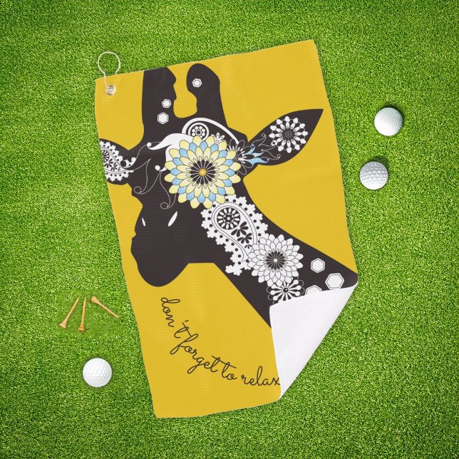 Yellow Funky Cool Paisley Giraffe Inspiration Golfhandtuch (Von Creator hochgeladen)