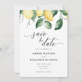 Yellow Garden Summer Lemons Save the Date Card Einladung