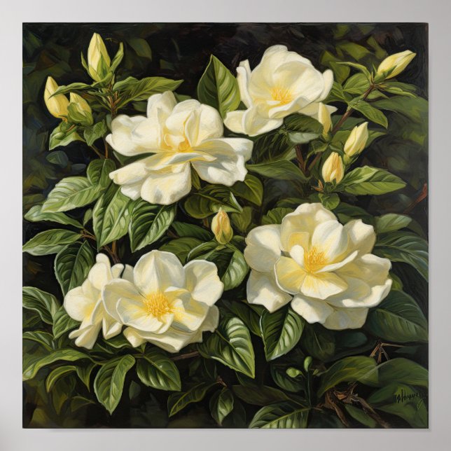 Yellow Gardenia Blume Art Print Poster (Vorne)