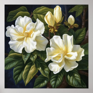 Yellow Gardenia Blume Art Print Poster