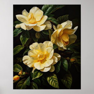 Yellow Gardenia Blume Art Print Poster
