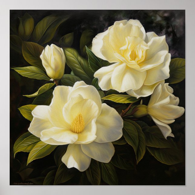 Yellow Gardenias Blume Art Print Poster (Vorne)