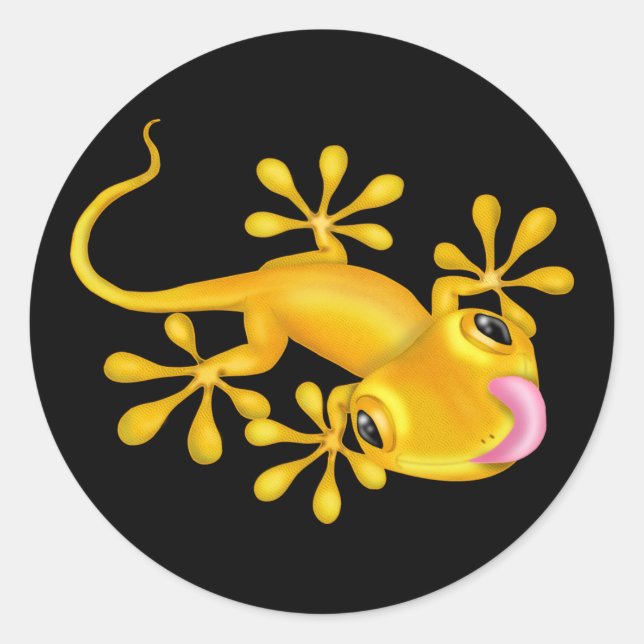 Yellow Gecko Lizard Round Sticker (Vorderseite)