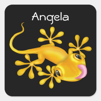 Yellow Gecko Lizard Square Sticker
