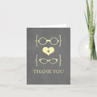 Yellow Geeky Glasses Chalkboard Danke Karte