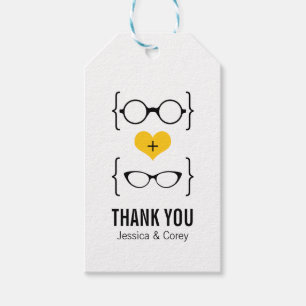 Yellow Geeky Glasses Gift Tags Geschenkanhänger