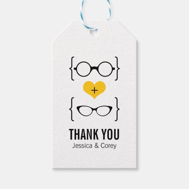 Yellow Geeky Glasses Gift Tags Geschenkanhänger (Vorderseite)