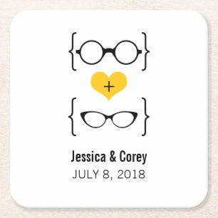 Yellow Geeky Glasses Paper Untersetzer