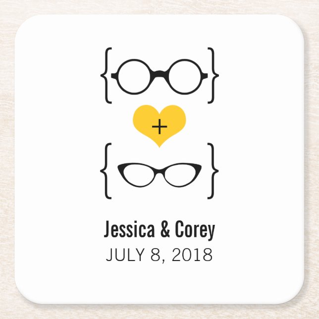 Yellow Geeky Glasses Paper Untersetzer (Vorderseite)