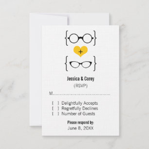 Yellow Geeky Glasses Response Card RSVP Karte