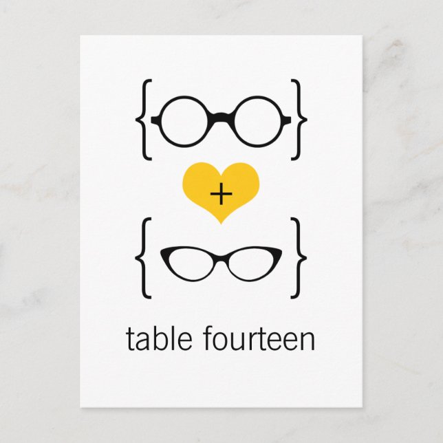 Yellow Geeky Glasses Tischnummer Postcard (Vorderseite)