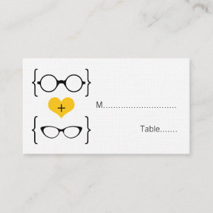 Yellow Geeky Glasses Wedding Platzkarten