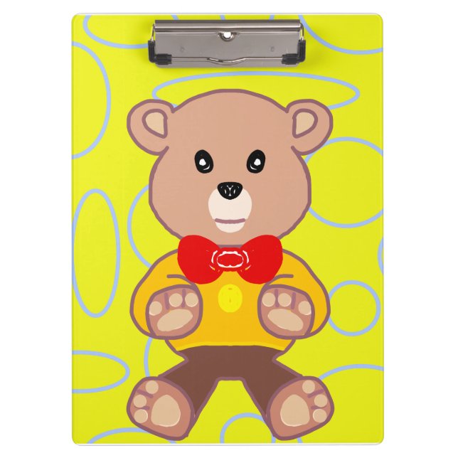 Yellow Geometric Teddy Bear Klemmbrett (Vorderseite)