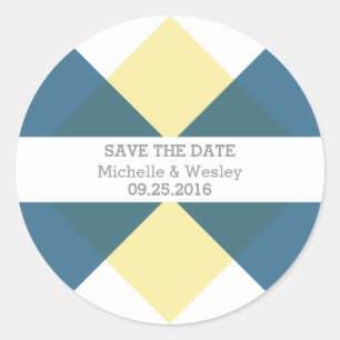 Yellow Geometric Trial Save the Date Stickers
