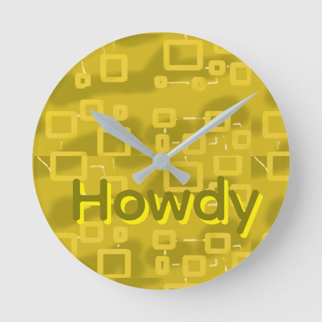 Yellow Geometric Wall Clock Runde Wanduhr (Vorderseite)