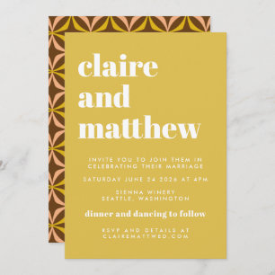 Yellow Geometric Wedding All-in-One aus dem Mittel Einladung